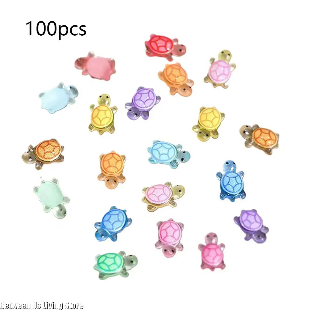 100 Mini Glowing Turtles - Resin Luminescent Figurines for Micro Landscapes & Fairy Garden Decor