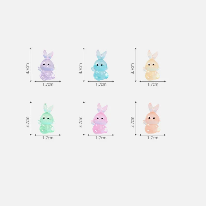 10/50PCS Miniature Luminous Rabbits Moss Microlandscape Decoration Bunny Figurines Resin Fairy Garden Doll House DIY Accessories