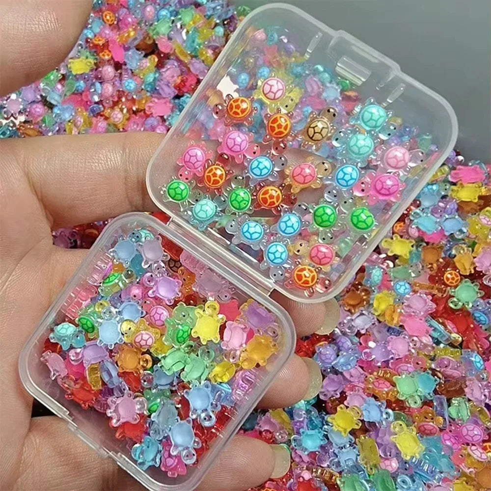 100 Mini Glowing Turtles - Resin Luminescent Figurines for Micro Landscapes & Fairy Garden Decor